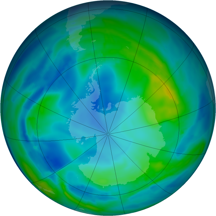 Antarctic ozone map for 12 May 2009